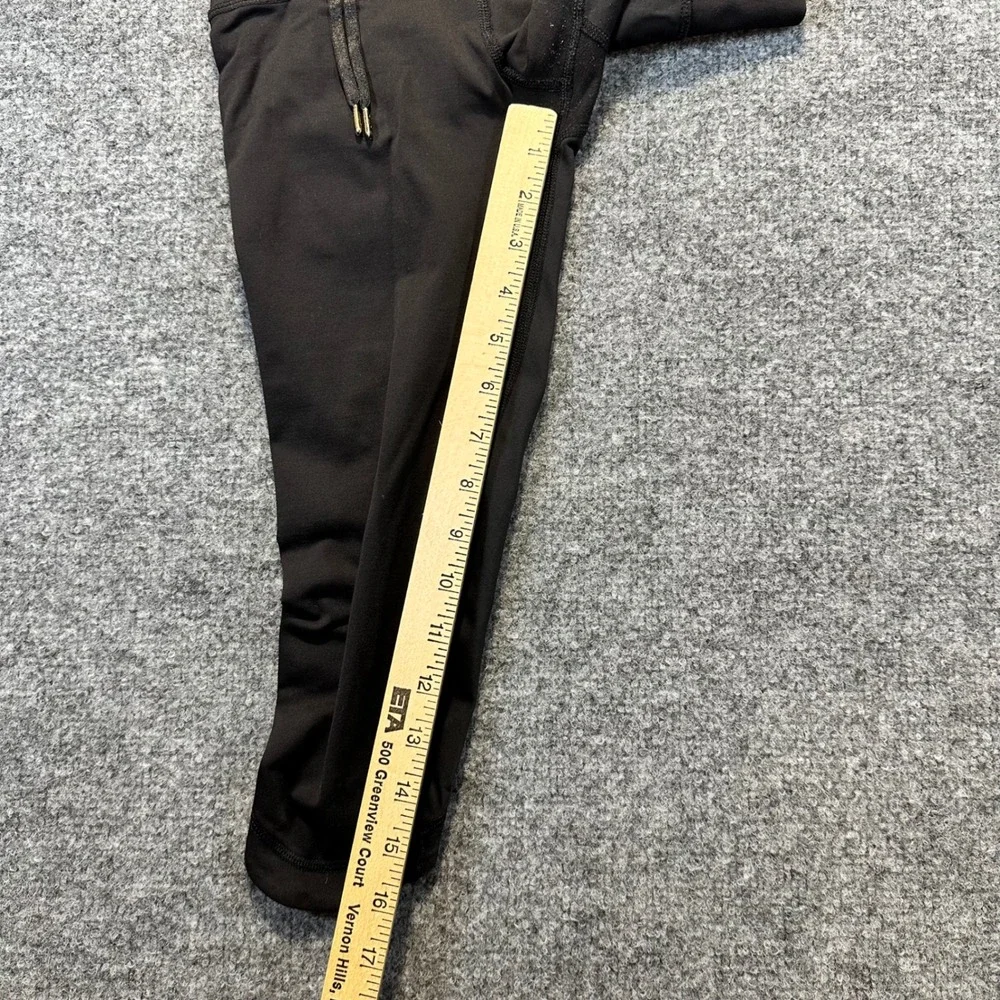 Lululemon Crop Leggings Womens 2 Black Polka Dot Ruched Corset Yoga Athleisure